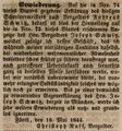 Zeitungsanzeige des Vergolders , Mai 1844