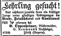Annonce in <!--IWLINK'" 20--> vom 22.9. 1885