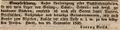 Werbeannonce des Buchbinders , September 1838