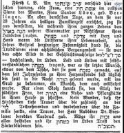 Lövy Berlinger, Der Israelit 17 9. 1923.png