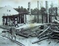 Das Flughafen-Restaurant nach dem Brand 1971.