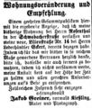 Zeitungsanzeige des Photographen <!--LINK'" 0:4-->, vorm. Kießling, November 1863