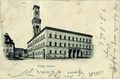 Rathausgebäude auf einer historischen Postkarte, gel. 1898