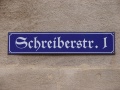 Straßenschild Schreiberstraße, neu, historische Ausführung