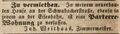 Zeitungsanzeige des Zimmermeisters <!--LINK'" 0:19-->, Juli 1848