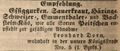 Zeitungsinserat des Käsehändlers und Peitschenfabrikanten Leonhard Dorn, September 1848