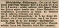 Zeitungsanzeige zum Tod des Privatiers und Spenders <!--LINK'" 0:16-->, Juni 1845