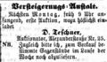 Zeitungsanzeige des Auktionators , September 1861