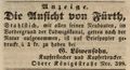 Zeitungsannonce des Kupferstechers , September 1845