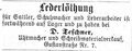 Zeitungsannonce von <!--LINK'" 0:25-->, "Uhrmacher und Schreibmaterialverkauf", Juni 1868