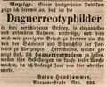 Werbeanzeige des Daguerreotypisten <a class="mw-selflink selflink">Anton Haushammer</a>, Mai 1846