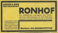 Werbung des ehemaligen Restaurant Ronhof von 1924