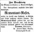 Zeitungsanzeige Gärtner Trumm im "Hundt´schen Garten", Oktober 1856