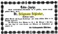 Todesanzeige Seligmann Schlenker, Bayerisches Volksblatt 16. Januar 1860