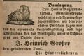 Traueranzeige für den Uhrmacher <a class="mw-selflink selflink">Heinrich Großer</a>, März 1846
