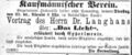 Anzeige Kaufmännischer Verein, Fürther Abendzeitung vom 14. März 1877