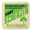 Bierdeckelwerbung für Kurt Scherzer zur Kommunalwahl 1972