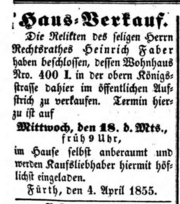 1855-04-10 FÜ-Tagblatt Hausverkauf Faber.png