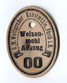 Etikett für Mehlsäcke, Weizenmehl Typ 405 - ehemals "Weizenmehl Auszug 00", um .