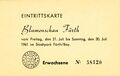 Eintrittskarte zur Blumenschau im Stadtpark zwischen dem 21. und 30. Juli 1961