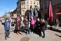 Veranstaltung der Unabhängige Frauen Fürth am Internationalen Frauentag am umgewidmeten "Dreifrauenbrunnen" in der Fußgängerzone, März 2021