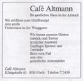 Werbung des ehemaligen Café Altmann 1976 in der 
