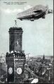 Gruß von der <!--LINK'" 0:2-->, historische Ansichtskarte, Fotokollage mit zeitgeschichtlicher Anspielung an den Zeppelin, um 1905