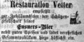 Werbeanzeige Restauration Vetter mit Ensnerischem Bier, Juni 1876