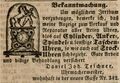 Zeitungsanzeige des Uhrmachers <a class="mw-selflink selflink">Daniel Johann Teschner</a>, März 1847