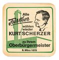 Bierdeckelwerbung für Kurt Scherzer, 1970