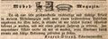 Werbeannonce des Schreinermeisters , Februar 1839