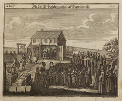 Illustration eines Bestattungsrituals anhand des Alten Jüdischen Friedhofs in Fürth