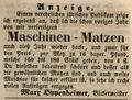Matzenbeck Marx Oppenheimer hat auf Maschinen umgestellt, Fürther Tagblatt 18.2. 1846