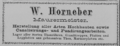 Geschäftsanzeige von Maurermeister W. Horneber im Adressbuch 1884