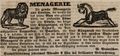 Werbeannonce für eine Menagerie bei der <!--LINK'" 0:265-->, Oktober 1844
