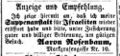 Suppenanstalt für Israeliten bei Rosenbaum, Fürther Tagblatt 18. November 1863