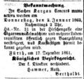 Konkursverfahren Moritz Kargau, Fürther Tagblatt 25. Dezember 1861