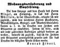 Zeitungsanzeige von Konrad Fideri, August 1851