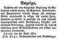 Zeitungsanzeige des Brillenfabrikanten , September 1851