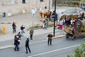 Polizeiliche Ermittlungsarbeiten nach dem Unfall am Festzug mit dem Ochsenwagen der Brauerei Tucher - Erntedankfestzug, Okt 2017