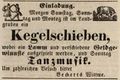 Werbeannonce von Witwe Bechert, Wirtin im , Juli 1844
