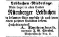 Anzeige Eschenbach Fürther Tagblatt, 7.12.1861