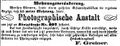 Zeitungsanzeige des Photographen <!--LINK'" 0:30-->, Dezember 1871