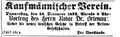 Anzeige Kaufmännischer Verein, Fürther Abendzeitung vom 18. Dezember 1872
