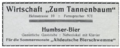 Zeitgenössische Werbung der Wirtschaft , im Sommer mit "Altdeutscher Bierschwemme", ca. 1920