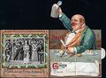 Gruß von der <!--LINK'" 0:158-->, historische Ansichtskarte mit aufklappbarer Seite, bei der sich ein Biertrinker entpuppt, um 1905