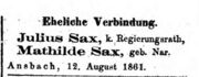 Eheschließungsanzeige Sax, Ftgbl. 13.08.1861.jpg