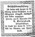 Zeitungsanzeige des Feingoldschlagers <!--LINK'" 0:14-->, November 1854