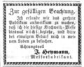 J. Heymann Anzeige, <!--LINK'" 0:20--> 4.10.1863