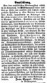 Zeitungsannonce des Bildhauers  im , April 1853